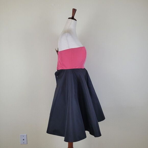 Gianfranco Ferre Dress Womens IT42 Black Pink Silk Taffeta Circle Skirt Evening - Picture 2 of 8